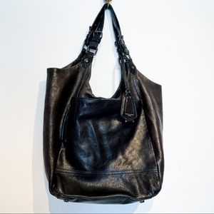 OLIVIA HARRIS Black Leather Shoulder Boho Bag